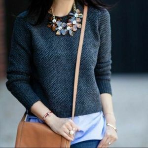 J Crew Gray Wool Long Sleeve Shirttail Sweater